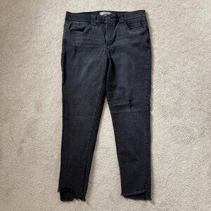 Democracy Ab Technology Sz 12 Black Denim Skinny Jeans Raw Hem